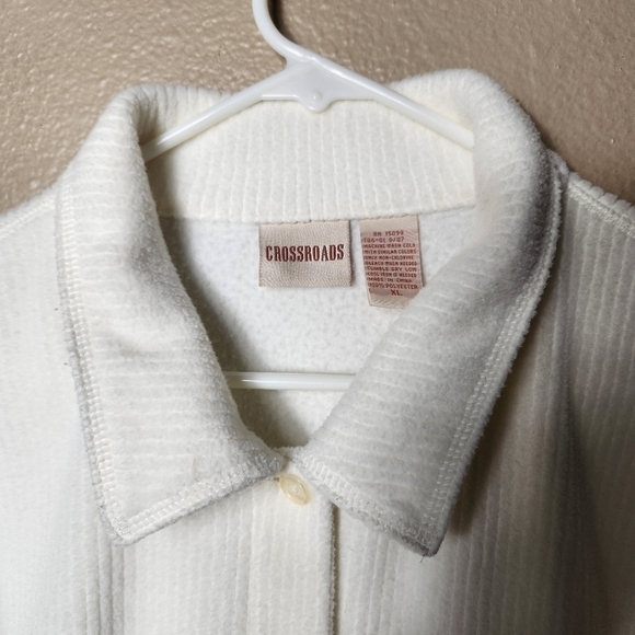 Crossroads Vintage Cream Heavy Fleece Button Front Shirt Jacket Shacket-Size XL - Picture 3 of 6
